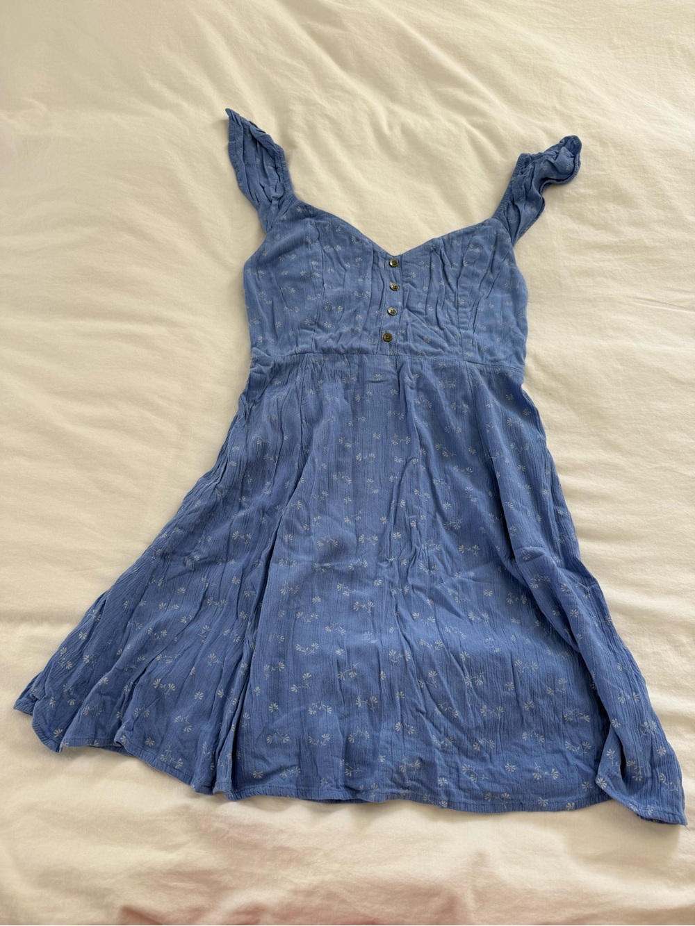 Womenâs Blue Sundress with Button Front